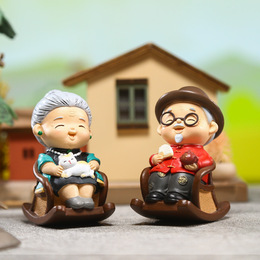 歲歲常相伴搖椅擺件爺爺奶奶老頭老太家居裝飾品老年人養老生活